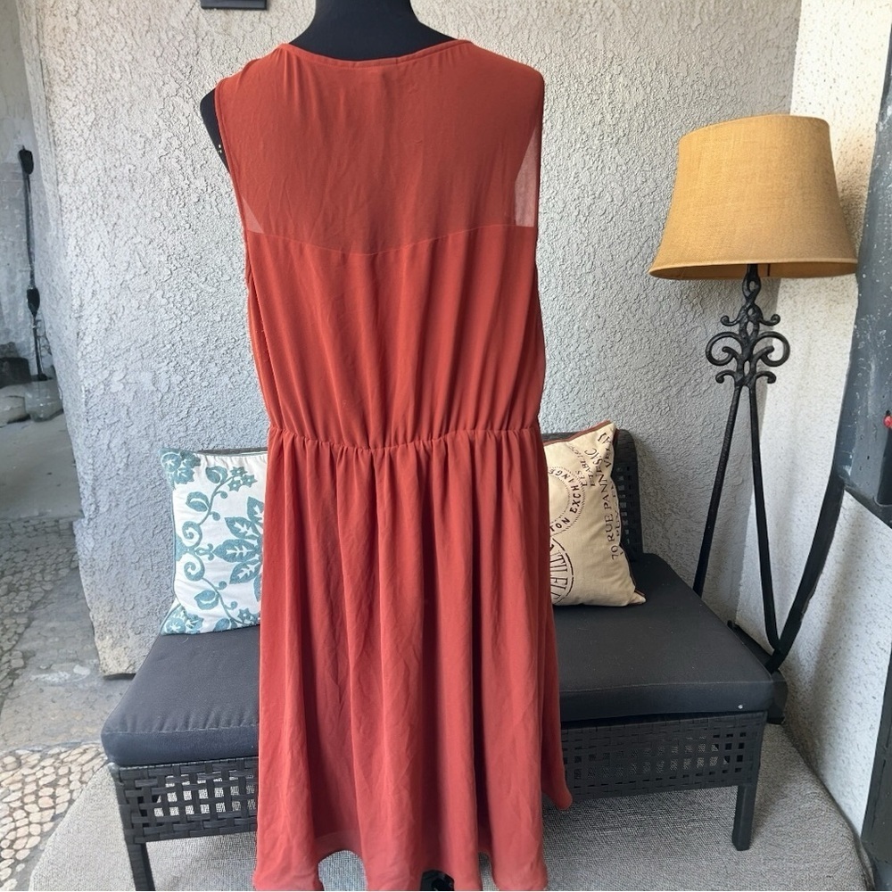 Torrid Rust Chiffon Smocked Tank Dress Brown 3X - Picture 4 of 5